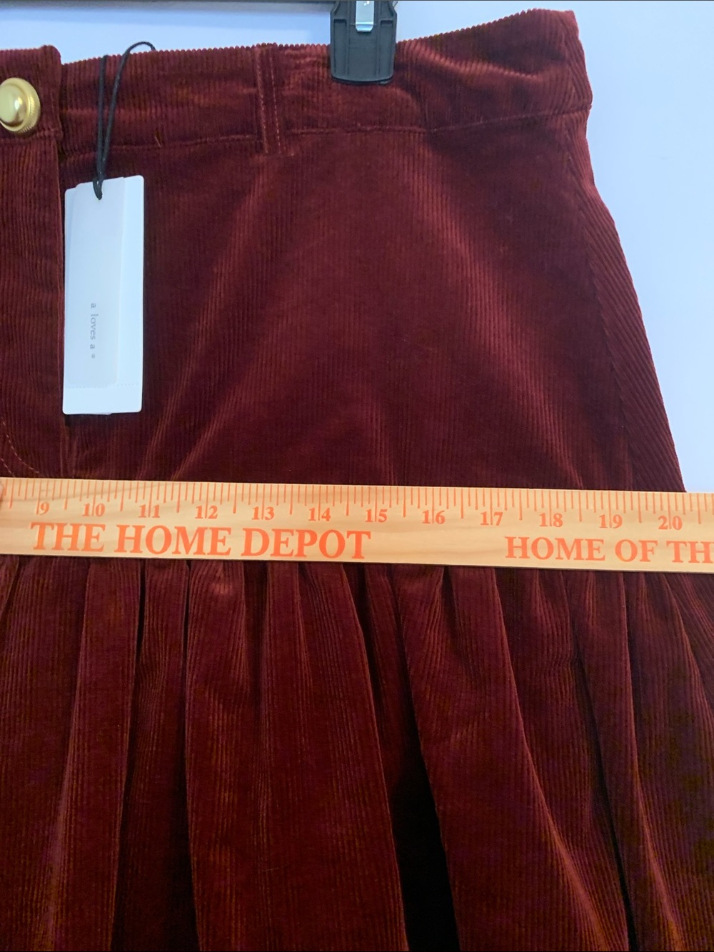 NWT A Loves A Vine Red Corduroy Tiered Midi Bohemian Skirt Size L - Picture 4 of 10